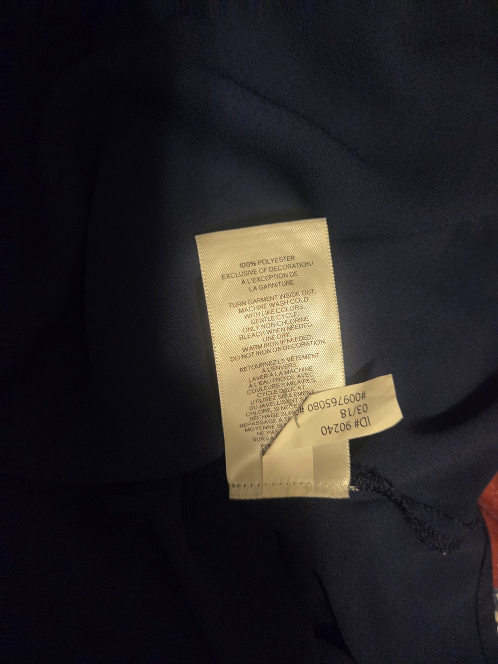 Express Embroidered One-Shoulder Ruffle Navy Top L - Picture 4 of 6